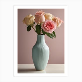 A Vase Of Pink Roses 31 Art Print