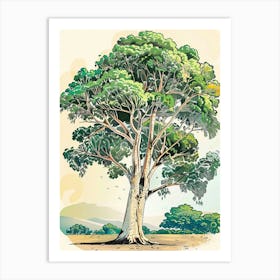 Eucalyptus Tree Storybook Illustration 2 Art Print