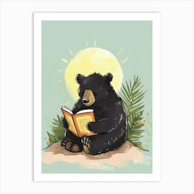 American Black Bear Reading Storybook Illustration 4 Art Print