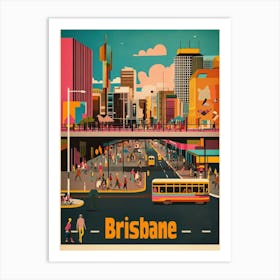 Aihrgdesign A 1970s Inspired Travel Poster For Brisbane Depic Baaae801 85f5 4aa3 9bbb 88c7df68fc17 2 Art Print