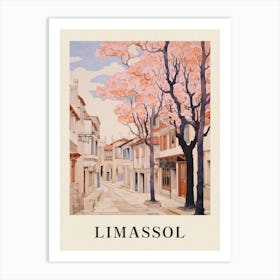 Limassol Cyprus 4 Vintage Pink Travel Illustration Poster Art Print