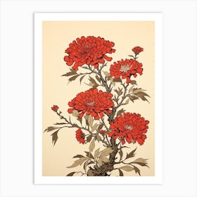 Omurasaki Japanese Aster 2 Vintage Japanese Botanical Art Print