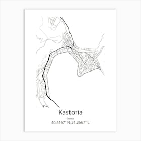 Kastoria,Greece Minimalist Map Art Print