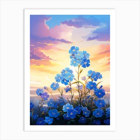 Forget Me Not By The Sunset (4) Art Print
