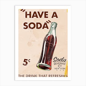 Have A Soda vintage style Commercial Art Print