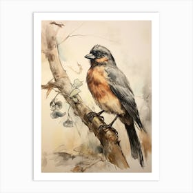 Storybook Animal Watercolour Raven 2 Art Print