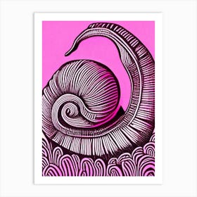 Snail With House On Its Back Linocut Art Print