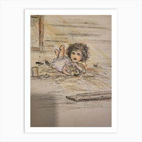 Little Girl Laying On The Floor 1 Art Print