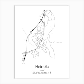 Heinola,Finland Minimalist Map Art Print