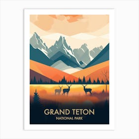 Teton National Park Vintage Travel Poster 6 Art Print