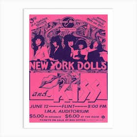 New York Dolls & Kiss 1974 Poster For I Art Print