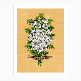 White Floral Bouquet 1 Art Print