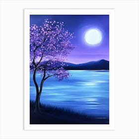 Moonlight Over Lake 1 Art Print