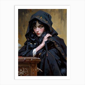 Witch With A Cat 1 Art Print