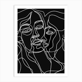 Minimalist Portraits Women Black And White 2 Art Print