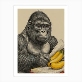 Gorilla Reading 1 Art Print