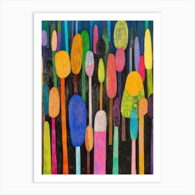 Colorful Sticks, Acrylic On Canvas Art Print