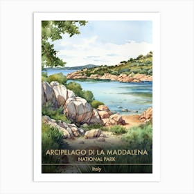 Arcipelago Di La Maddalena National Park Italy Watercolour 4 Art Print