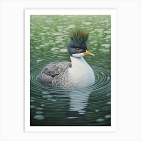 Ohara Koson Inspired Bird Painting Grebe 1 Art Print