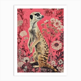 Floral Animal Painting Meerkat 1 Art Print