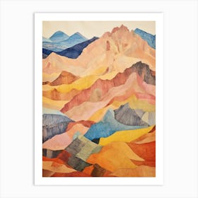 Toubkal Morocco 2 Colourful Mountain Illustration Art Print