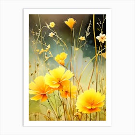 Yellow Flowers In A Field 1 Art Print