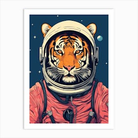 Tiger Illustrations Wearing An Astronaut Suit 2 Art Print