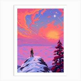 Sunset With Starry Sky Art Print