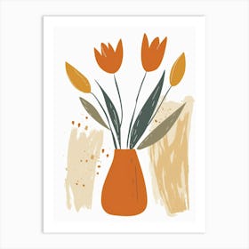 Orange Tulips In A Vase Art Print