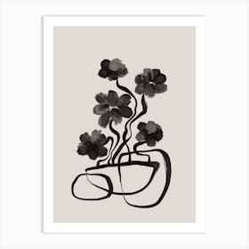 Gray Flowers Art Print