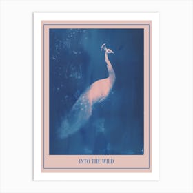White Peacock Cyanotype Inspired Poster Art Print