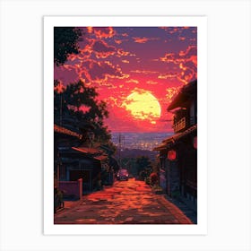 Sunset In Kyoto Art Print