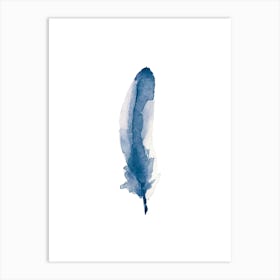 Watercolor illustration 'Blue Feather' No 105A Art Print