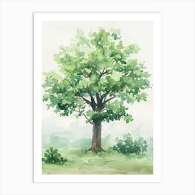 Paulownia Tree Atmospheric Watercolour Painting 8 Art Print
