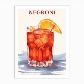 Negroni Poster Cocktail Kitchen Art Art Print