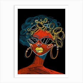 Afro-American Woman With Sunglasses Art Print