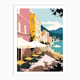 Amalfi, Italy, Flat Pastels Tones Illustration 6 Art Print