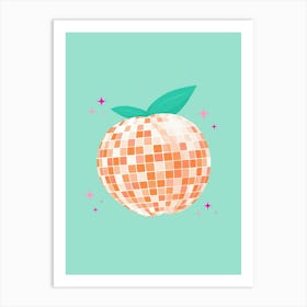 Turquoise Disco Peach Art Print