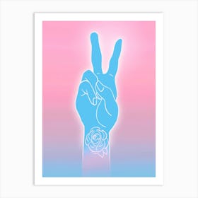 Peace Sign with Hand Art Print