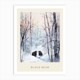 Winter Watercolour Black Bear 5 Poster Art Print