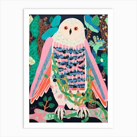 Maximalist Animal Painting Snowy Owl 1 Art Print