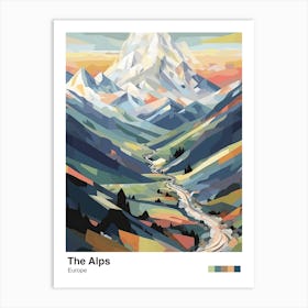 The Alps   Geometric Vector Illustration 3 Poster Art Print