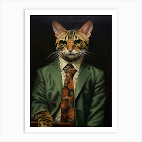 Gangster Cat Bengal Cat Art Print