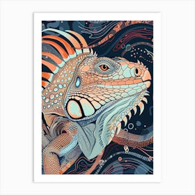 Blue Iguana Modern Illustration 5 Art Print