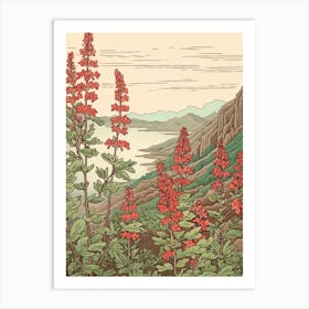 Hagi Bush Clover 1 Japanese Botanical Illustration Art Print