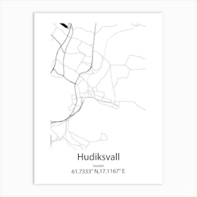 Hudiksvall,Sweden Minimalist Map Art Print