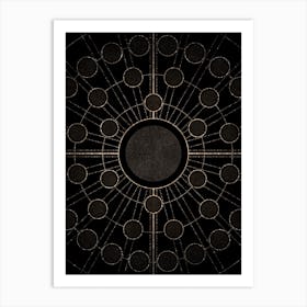 Geometric Glyph Radial Array in Glitter Gold on Black n.0172 Art Print