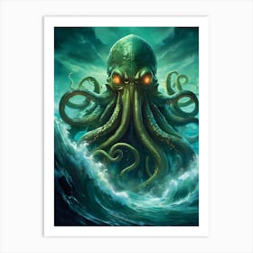 Angry Cthulhu Attacks Art Print