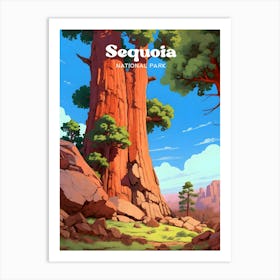 Sequoia National Park California Hiking Modern Travel Illustration Art Print