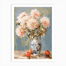 Chrysanthemum Flower And Peaches Still Life Painting 2 Dreamy Art Print